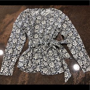 Long-sleeve, Tie-waist Blouse NWOT